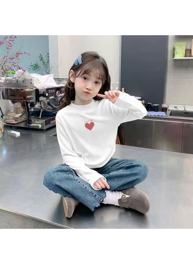 Girls' Double-sided Velvet Half Turtleneck Bottoming Shirt Autumn And Winter New Style Medium And Large Children's Warm Inner Top Trendy - Image 1