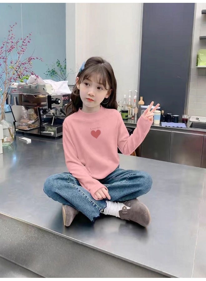 Girls' Double-sided Velvet Half Turtleneck Bottoming Shirt Autumn And Winter New Style Medium And Large Children's Warm Inner Top Trendy - Image 2