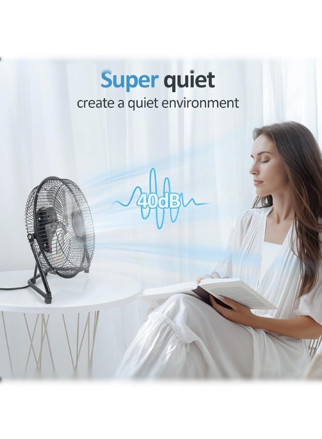 AHAKAC AHAKAC Table Fan, 3 Speed ​​Portable Metal Fan, Home Quiet Fan, High Speed ​​Floor Fan, Adjustable Tilt, Suitable for Home Office Bedroom, Black (9 Inch)  - Image 2