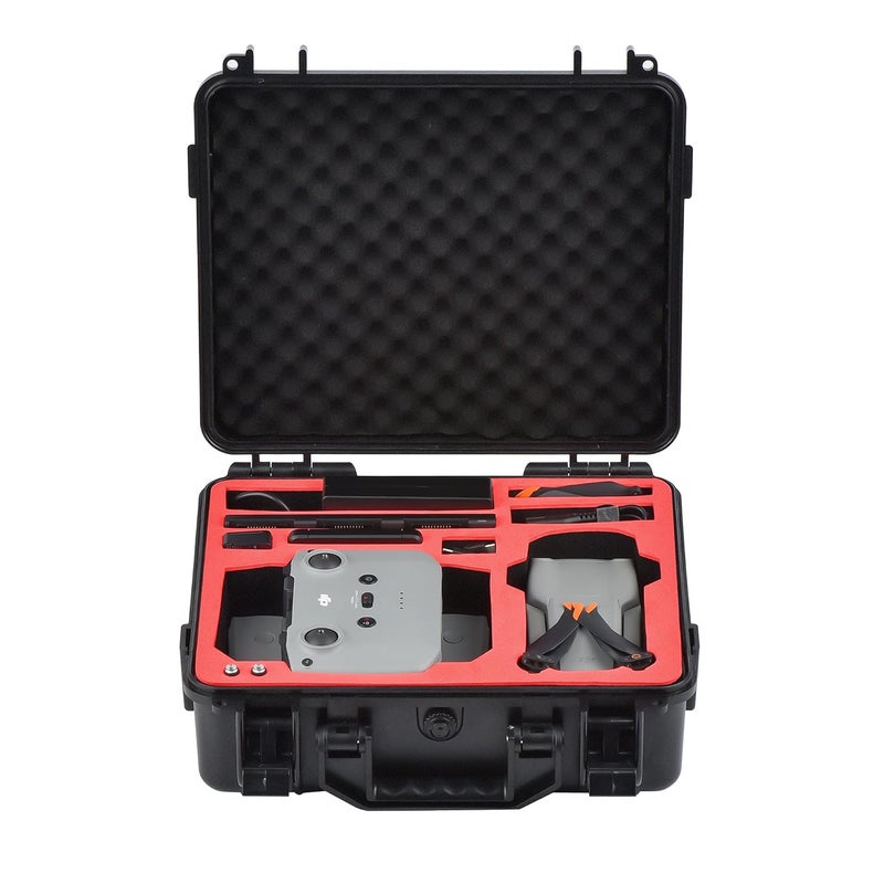 Careflection Waterproof Hard Carrying Abs Double Layer Case-Can Hold Tablets,Landing Pad,Tablet Holder and Other DJI Accessories for DJI Mavic Air 2 / Air 2S (Abs), Black - Image 1