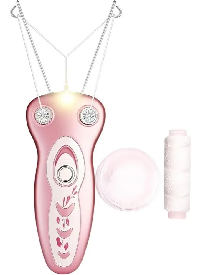 Daling Electric Facial Hair Remover for Women – Painless Threading Epilator for Face, Upper Lip, Chin & Arms – Automatic Cotton Thread Hair Removal Device – Pink - Image 1