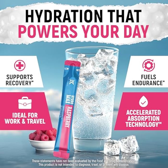 CardoMax Hydration Packets - Hydromax Electrolyte Drink Mix Packets with Sodium, Magnesium, & Potassium - Vegan & Keto-Friendly, Electrolyte Drink Mix - 15 Liquid Hydration Sticks, Raspberry - Image 3