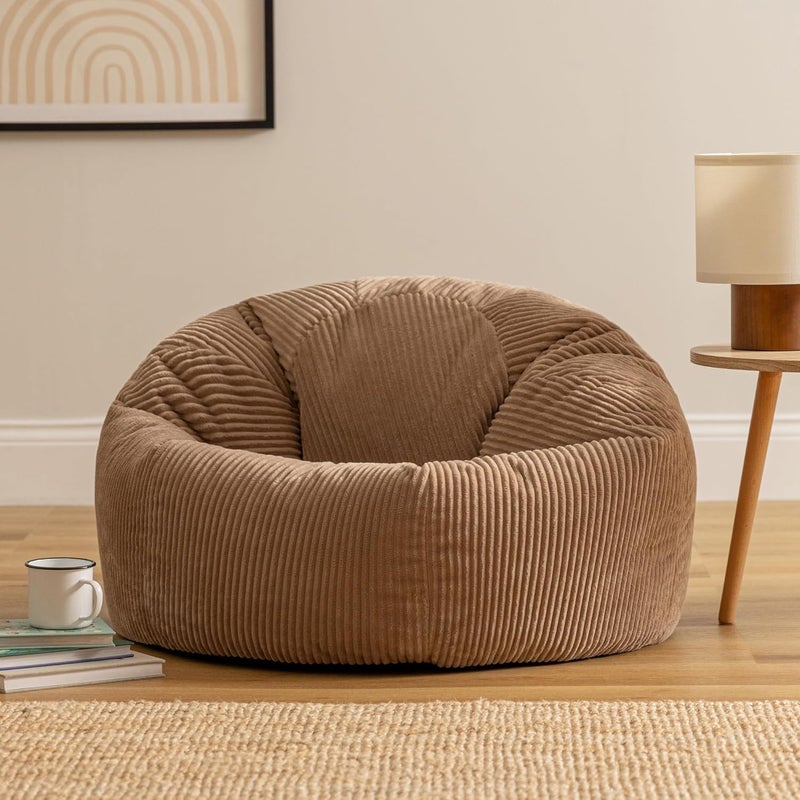 ICON Kingston Cord Bean Bag, Mocha Brown, Large Adult Bean Bag Chair with Filling Included, Comfy Chair, Pouffe Footstool, Living Room Furniture, Bedroom Furniture - Image 4