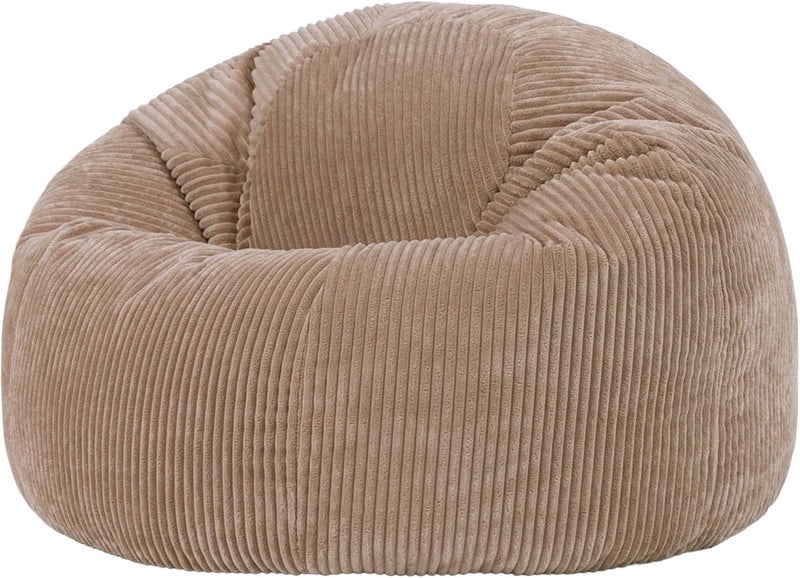 ICON Kingston Cord Bean Bag, Mocha Brown, Large Adult Bean Bag Chair with Filling Included, Comfy Chair, Pouffe Footstool, Living Room Furniture, Bedroom Furniture - Image 1