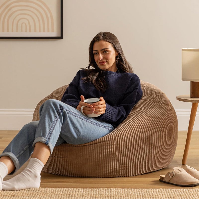 ICON Kingston Cord Bean Bag, Mocha Brown, Large Adult Bean Bag Chair with Filling Included, Comfy Chair, Pouffe Footstool, Living Room Furniture, Bedroom Furniture - Image 2