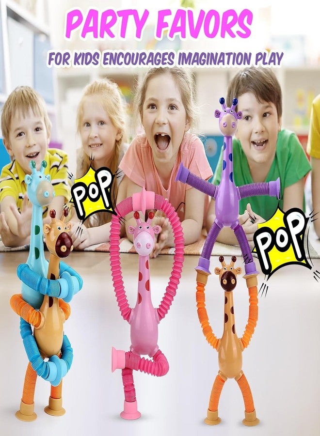 DEOXY LED Telescopic Suction Cup Giraffe Toy, Pop Tubes Fidget Toys, Shape Changing Telescopic Sensory Tubes Fidget Tubes Sensory Toys Suction Toy, Funny Gift (Pack of 4) - Image 5