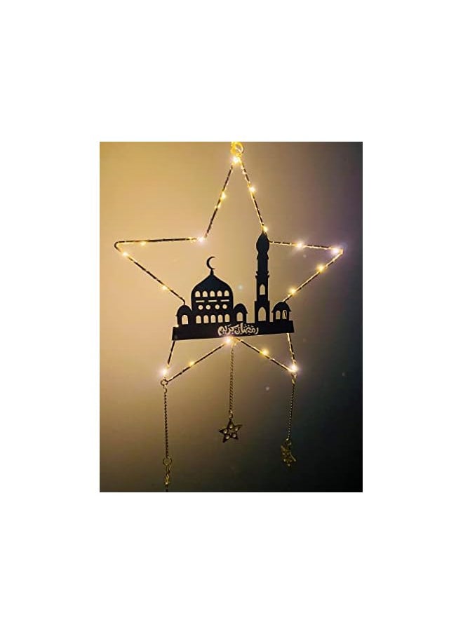The Bros Star Shaped Eid Ramadan Hanging String Light Decorations – Ramadan and Eid Decorations for Home – Eid Mubarak LED Light Hanging – Ramadan Lights Battery Powered  - Image 5