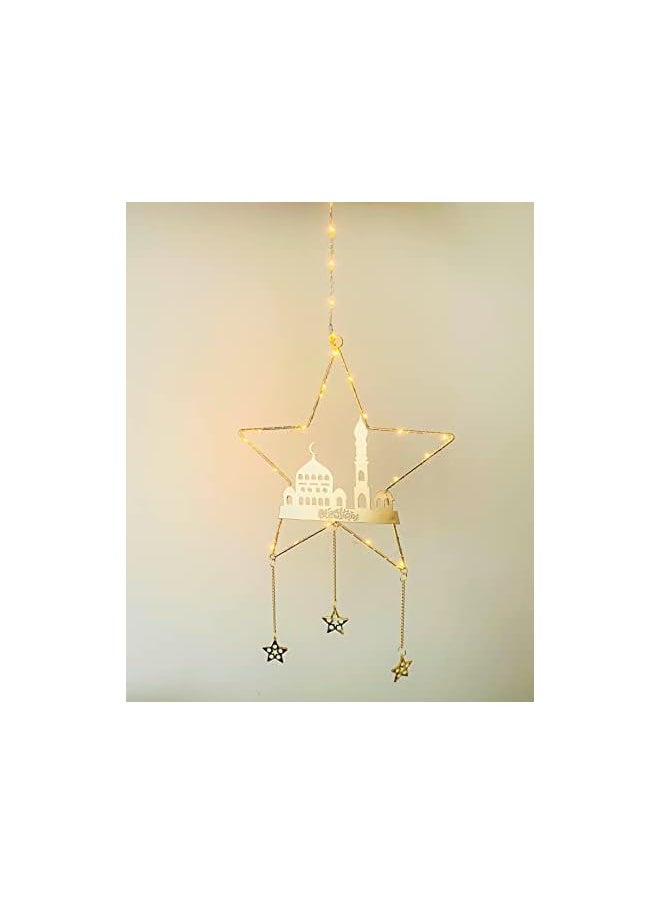 The Bros Star Shaped Eid Ramadan Hanging String Light Decorations – Ramadan and Eid Decorations for Home – Eid Mubarak LED Light Hanging – Ramadan Lights Battery Powered  - Image 4