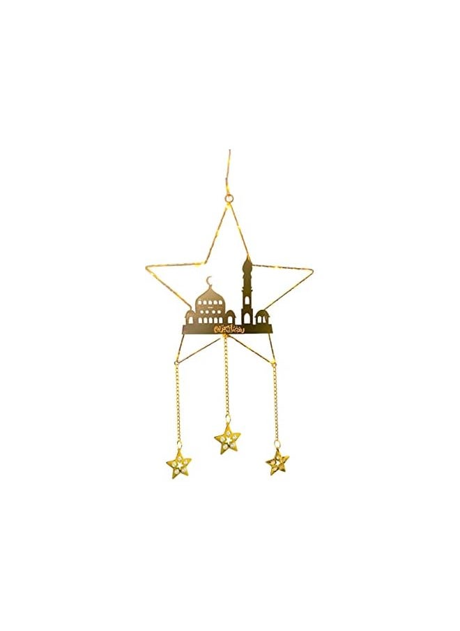 The Bros Star Shaped Eid Ramadan Hanging String Light Decorations – Ramadan and Eid Decorations for Home – Eid Mubarak LED Light Hanging – Ramadan Lights Battery Powered  - Image 2