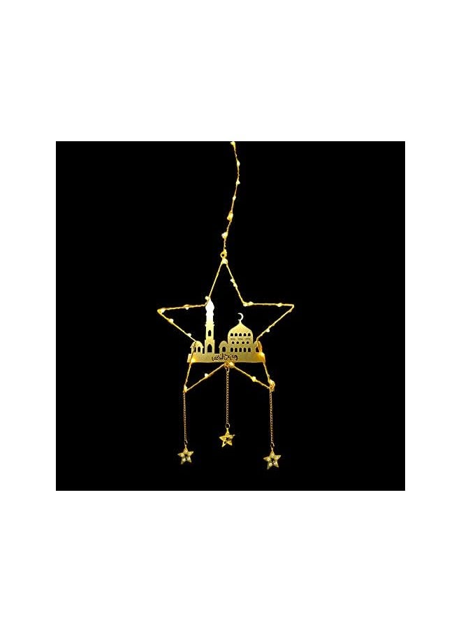 The Bros Star Shaped Eid Ramadan Hanging String Light Decorations – Ramadan and Eid Decorations for Home – Eid Mubarak LED Light Hanging – Ramadan Lights Battery Powered  - Image 3