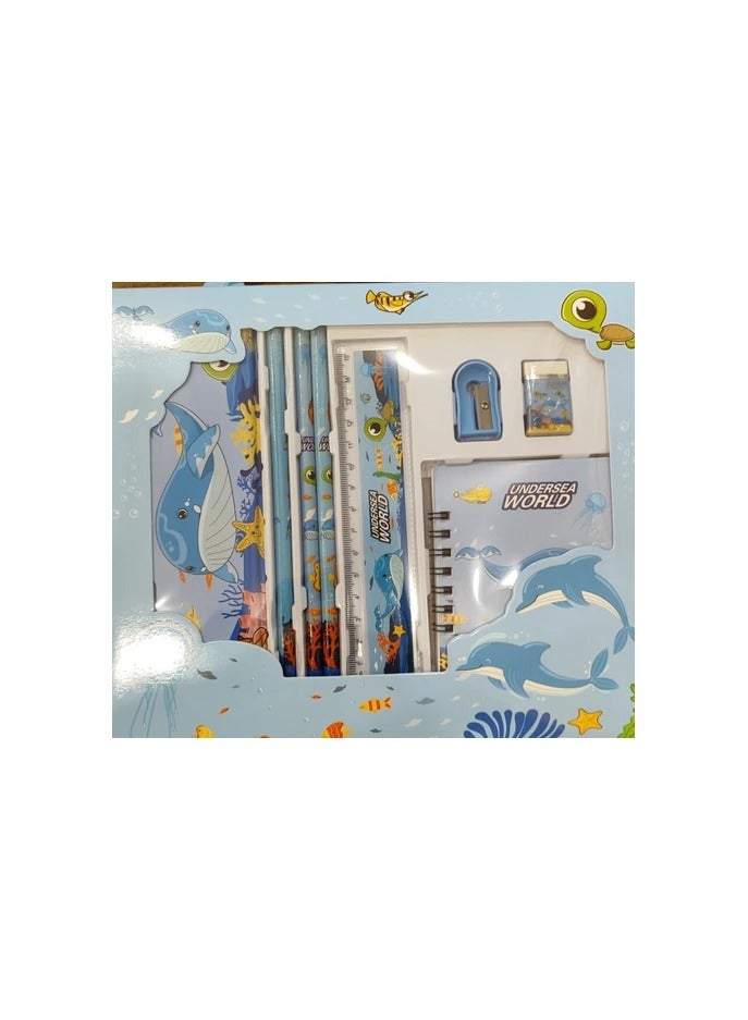 مجموعة أدوات مكتبية للأطفال مجموعة لوازم مدرسية (3 قلم رصاص+ مقلمة + استيكة + برايا + نوت بوك ) - Image 2