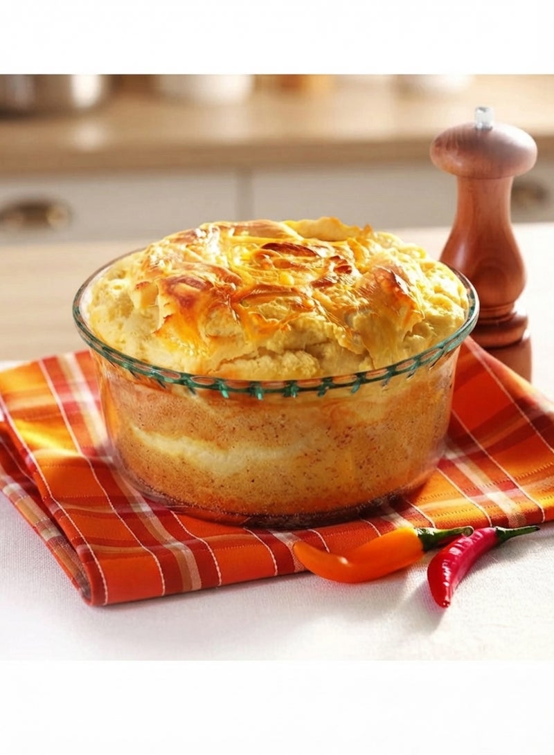 MARINEX Large Glass Soufflé Dish 2.4L – Extra-Large Heat-Resistant Bakeware | Transparent Oven-Safe Round Soufflé & Baking Dish - Image 2