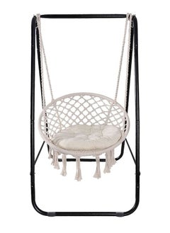 Max Strength Strength Hammock Chair Macrame Hammock Included Heavy Duty Stand Max330Lbs (Beige)  - Image 1