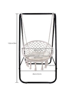 Max Strength Strength Hammock Chair Macrame Hammock Included Heavy Duty Stand Max330Lbs (Beige)  - Image 3