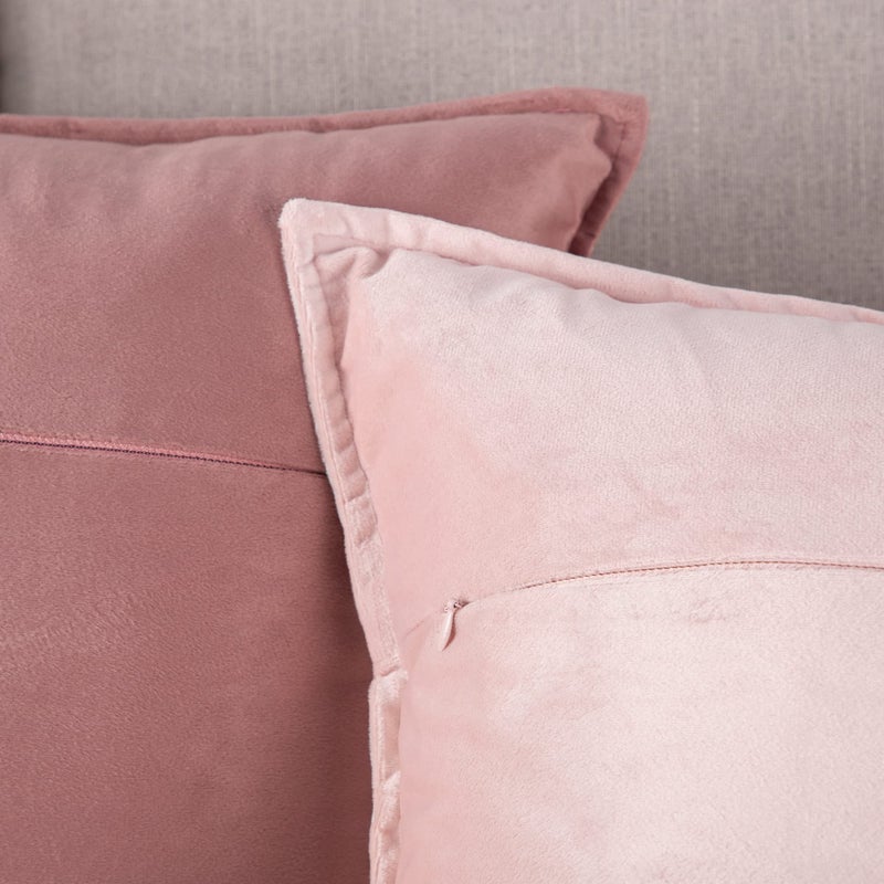 MADIZZ Set of 2 Super Soft Velvet Decorative Throw Pillow Covers 18x18 inch Pink Square with Fringe Luxury Style Cushion Case Pillow Shell for Sofa Bedroom - Image 5