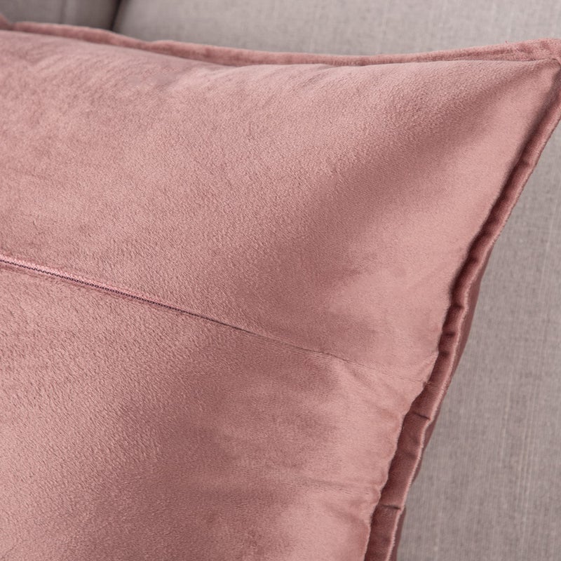 MADIZZ Set of 2 Super Soft Velvet Decorative Throw Pillow Covers 18x18 inch Pink Square with Fringe Luxury Style Cushion Case Pillow Shell for Sofa Bedroom - Image 2