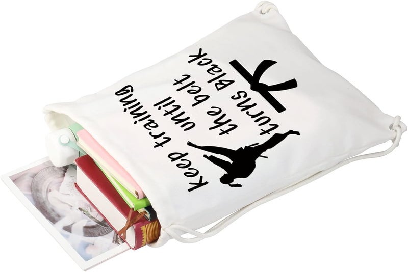 MBMSO Karate Drawstring Backpack Keep Training Until the Belt Turns Black Taekwondo String Bag Martial Arts Lovers Gym Sack Bag Keep Training Backpack - Image 3