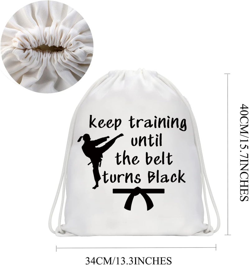 MBMSO Karate Drawstring Backpack Keep Training Until the Belt Turns Black Taekwondo String Bag Martial Arts Lovers Gym Sack Bag Keep Training Backpack - Image 4