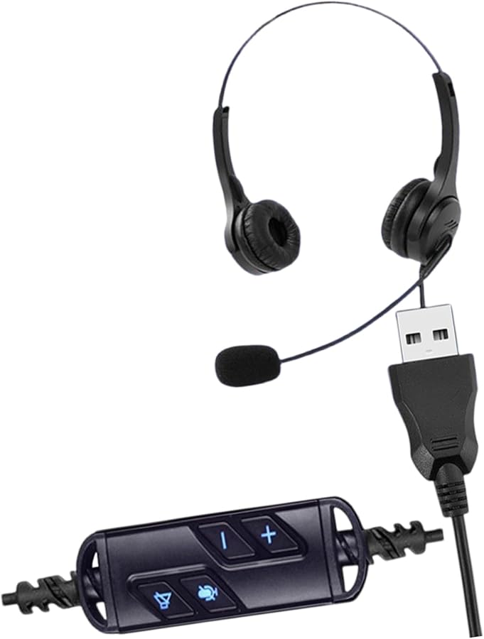 Elegant Black Ergonomic Over Ear USB Headset With Noise Cancelling Microphone Wide Compatibility PC Laptop - Image 1