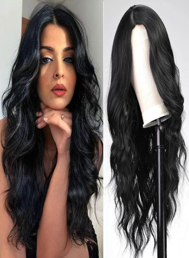 QUEENTAS 24 Inch Long Black Hair Wig for Women Full Head Wavy Curly Wigs Cosplay Synthetic Hair Diwali Wig - Image 1