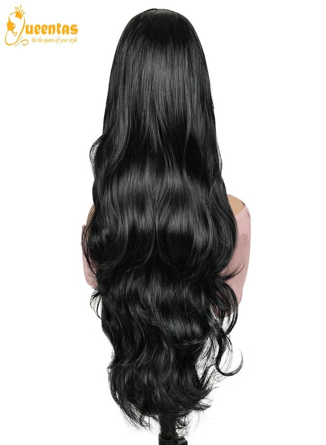 QUEENTAS 24 Inch Long Black Hair Wig for Women Full Head Wavy Curly Wigs Cosplay Synthetic Hair Diwali Wig - Image 5