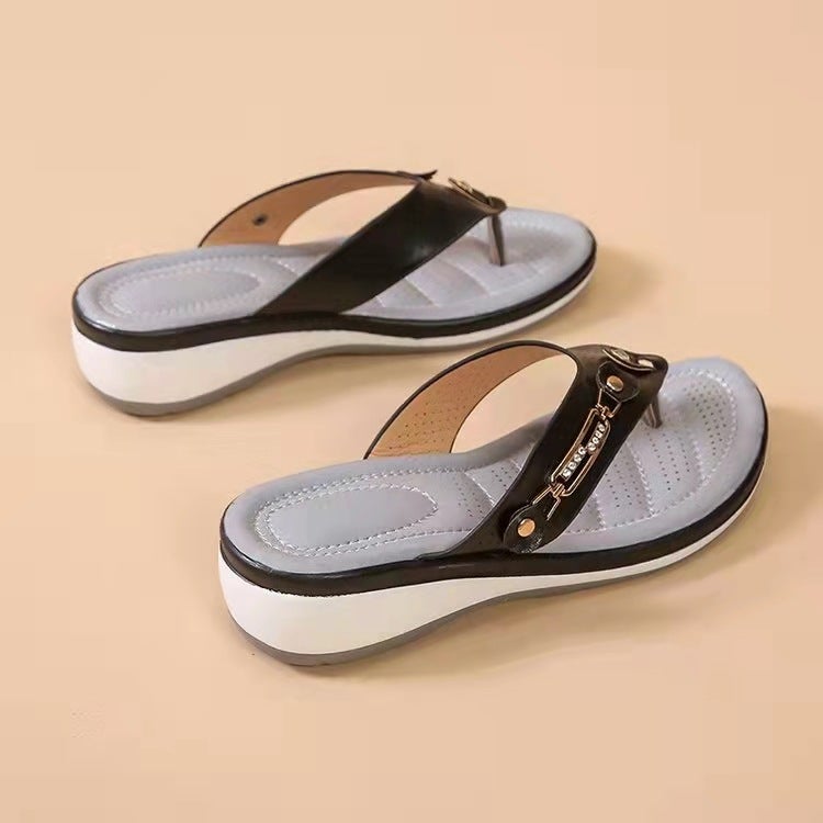 wish retro sexy street flip-flops female summer Korean version flat heel outer wear sandals foreign trade large size manufacturers wholesale black 36 - Image 5