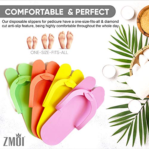 ZMOI 12 Pairs Disposable Pedicure Slippers – Anti-Slip EVA Foam One Size Fits All Flip Flops for Pedicure – Comfortable and Safe – 6 Fun Colors – Ideal for Spa, Nail Salon - Image 2