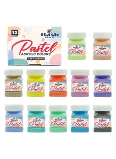 Flash Flash Pastel Acrylic Colours-Rich Pigments Non Fading Non Toxic Acrylic Paint Set for Artists Professionals Students Hobby Painters (Set of 12 Colors-50 ml each, Multi)  - Image 1