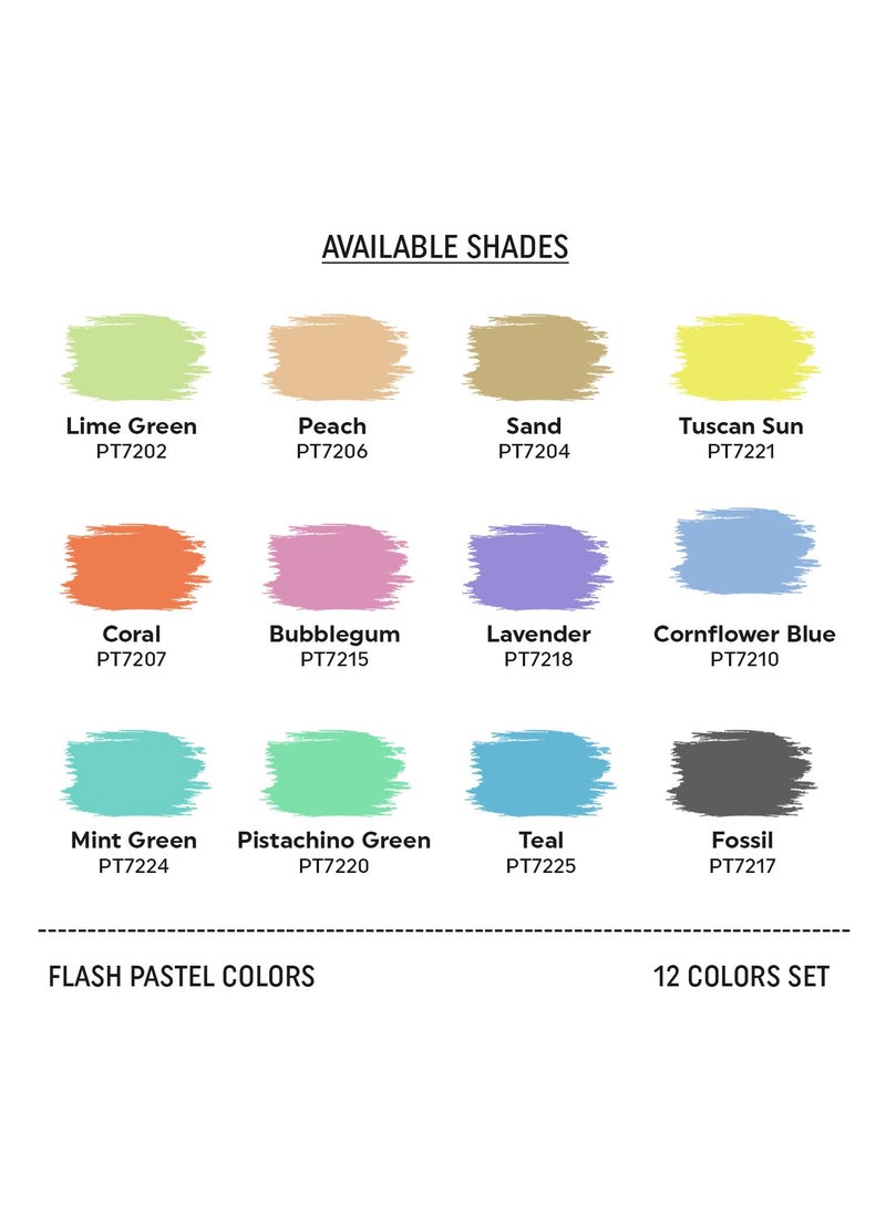 Flash - Flash Pastel Acrylic Colours-Rich Pigments Non Fading Non Toxic Acrylic Paint Set for Artists Professionals Students Hobby Painters (Set of 12 Colors-50 ml each, Multi) - Image 1