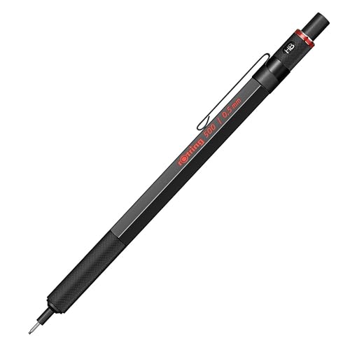 Rotring 0.5mm Mechanical Lead Pen Pencil Matte Black ABS Plastic Body Hexagonal Body Non-Slip Textured Metal Grip Click Mechanism 500 Series Lead Indicator Ideal for Technical Drawing - Image 1
