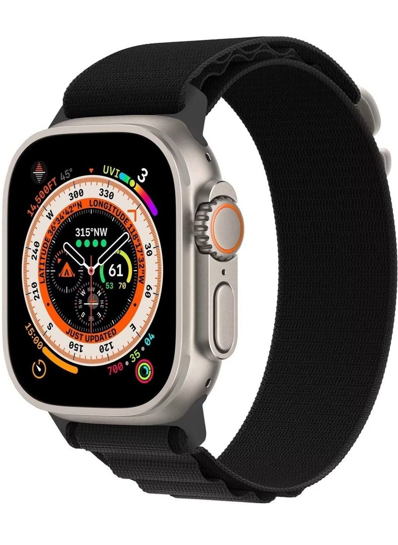 Apple Watch Ultra Straps,Women Men,Two Textile Layers Woven Loop Titanium G-Hook Sport Band for Iwatch Series 8/7/6/5/4/3/2/1/SE,Starlight,44/45/49mm - Image 1