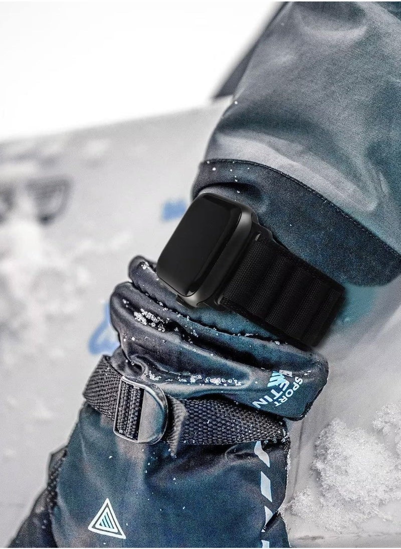 Apple Watch Ultra Straps,Women Men,Two Textile Layers Woven Loop Titanium G-Hook Sport Band for Iwatch Series 8/7/6/5/4/3/2/1/SE,Starlight,44/45/49mm - Image 2