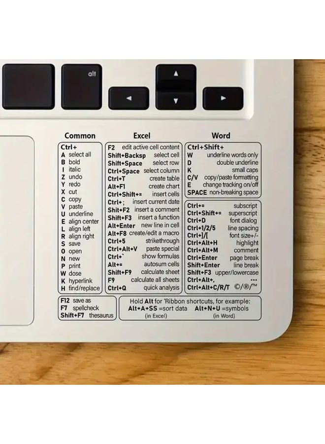 Microsoft Word Excel Keyboard Shortcut Stickers 2 Pieces Transparent Quick Reference Guide - Image 4