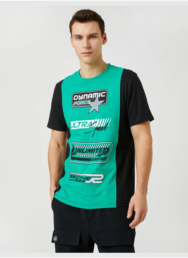 كوتون Printed T-Shirt Race Themed Short Sleeve Crew Neck Cotton