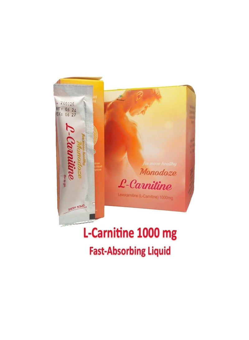 Monodoze L-carnitine Monodoze Liquid L-Carnitine 1000 mg Sachets – Fast Absorption, Daily Energy & Fat Metabolism (30 Sachets) - Image 1