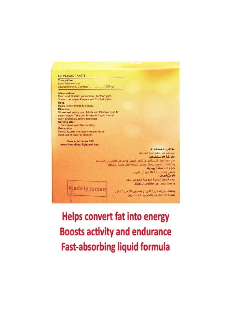 Monodoze L-carnitine Monodoze Liquid L-Carnitine 1000 mg Sachets – Fast Absorption, Daily Energy & Fat Metabolism (30 Sachets) - Image 2