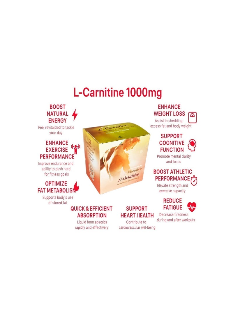 Monodoze L-carnitine Monodoze Liquid L-Carnitine 1000 mg Sachets – Fast Absorption, Daily Energy & Fat Metabolism (30 Sachets) - Image 3