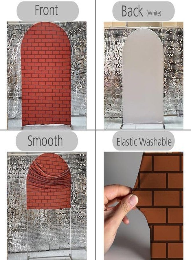 FiVan Arched Backdrop 3x6.5ft Brick Wall Arch Wall Covers Stretchy Photography Background for Game Party Decorations Baby Birthday Banner Parties Props - Image 3