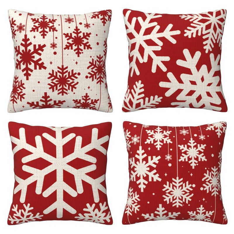 NIDITW NIDITW Set of 4 Seasons Greetings Believe Let It Snow Baby Its Cold Outside Winter Snowflakes Body Burlap Decorative Square Pillow Case Cover Pillowcase for Home Sofa 18 Inches Snowflakes Set