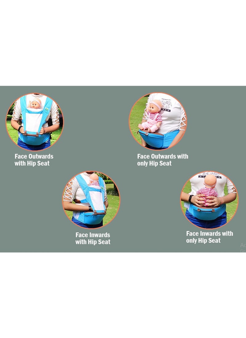 Kiddale - Baby Carrier Sling with Hip Seat Baby Carry belt Kangaroo Bag Blue - Image 1