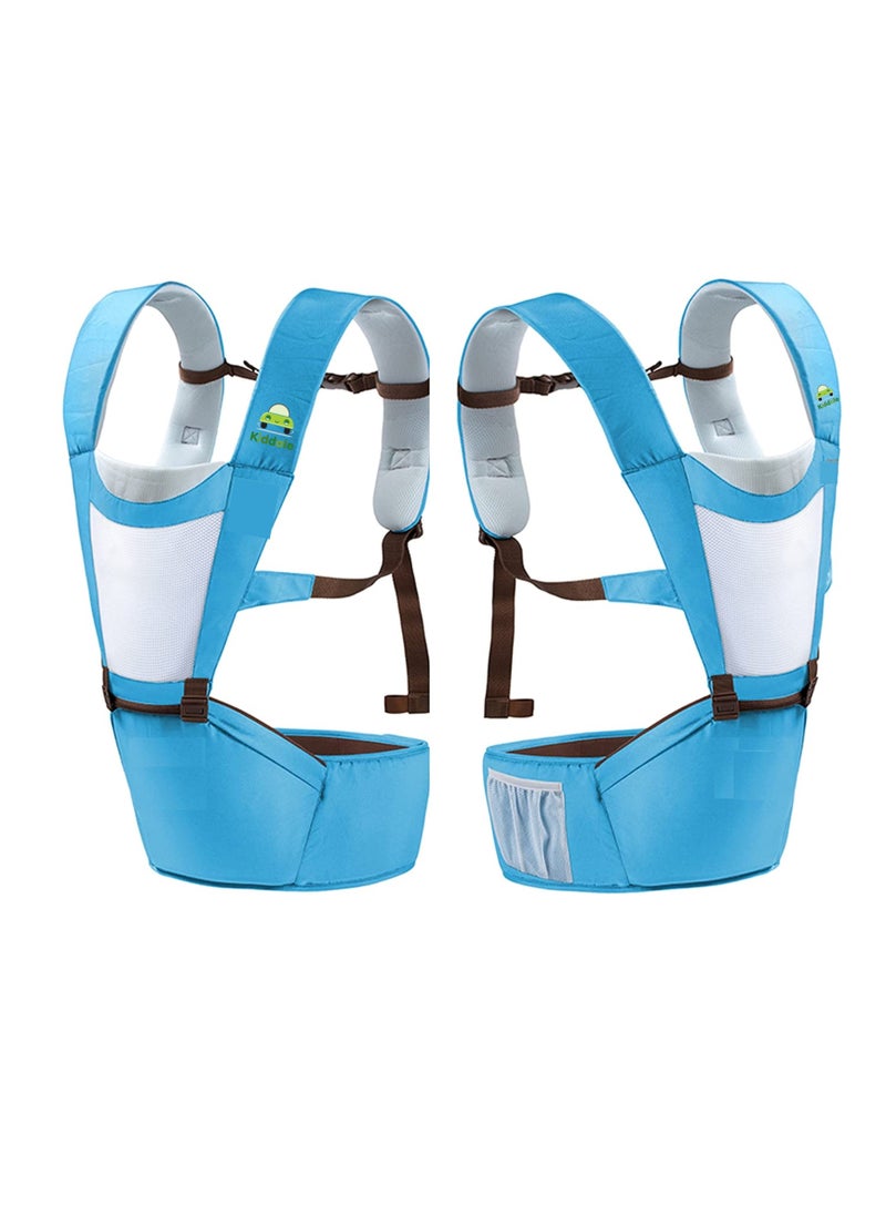 Kiddale - Baby Carrier Sling with Hip Seat Baby Carry belt Kangaroo Bag Blue - Image 1