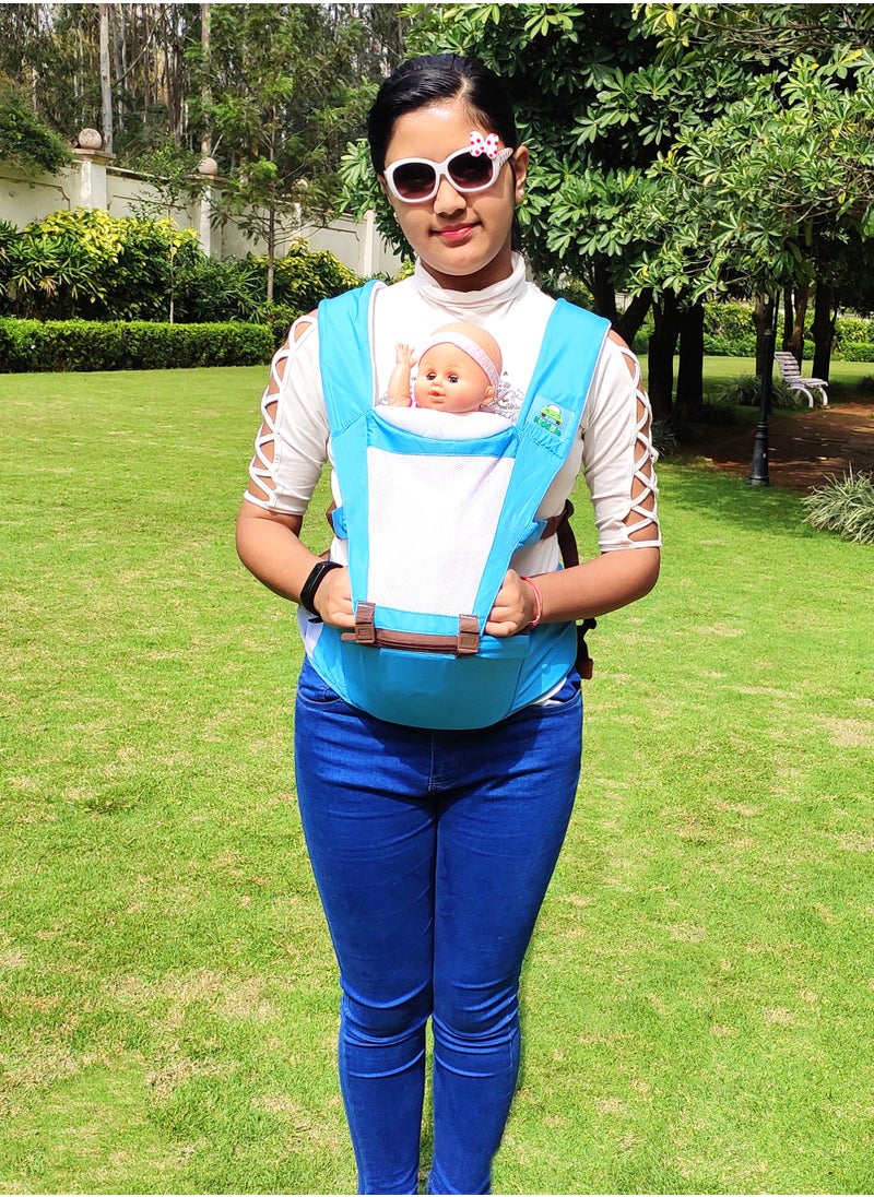 Kiddale - Baby Carrier Sling with Hip Seat Baby Carry belt Kangaroo Bag Blue - Image 1