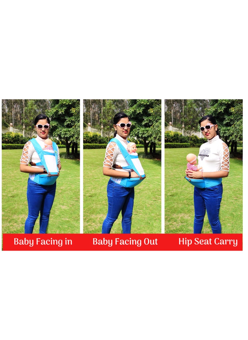 Kiddale - Baby Carrier Sling with Hip Seat Baby Carry belt Kangaroo Bag Blue - Image 1