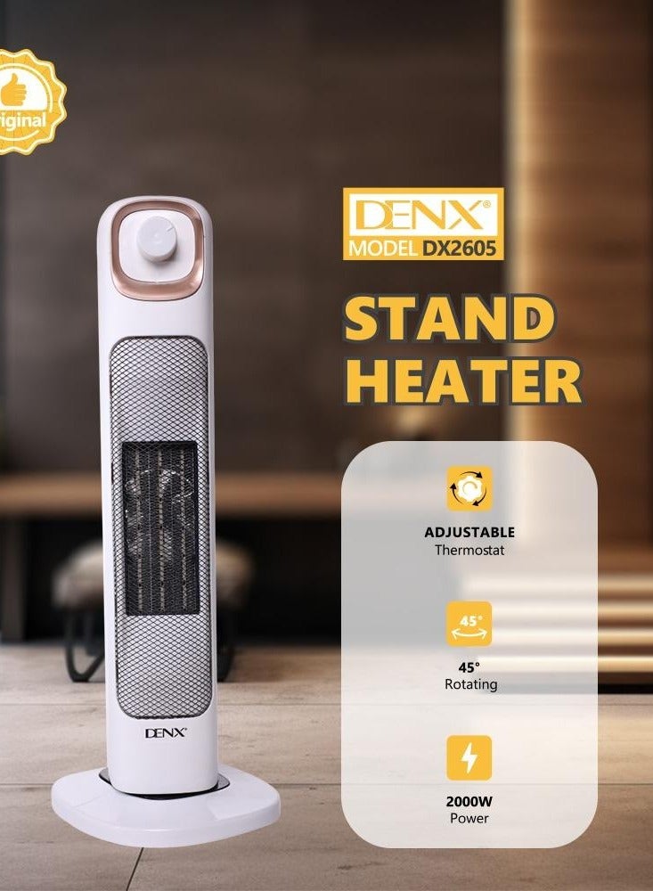 Denx Standing heater, Heater Indoor,Vertical Heater, PTC Electric Heater, 45°Oscillating, 3Modes, Timer, 2000W Portable Heater for Indoor Use, White,Fast Safety Room Heater for Bedroom Office - Image 4