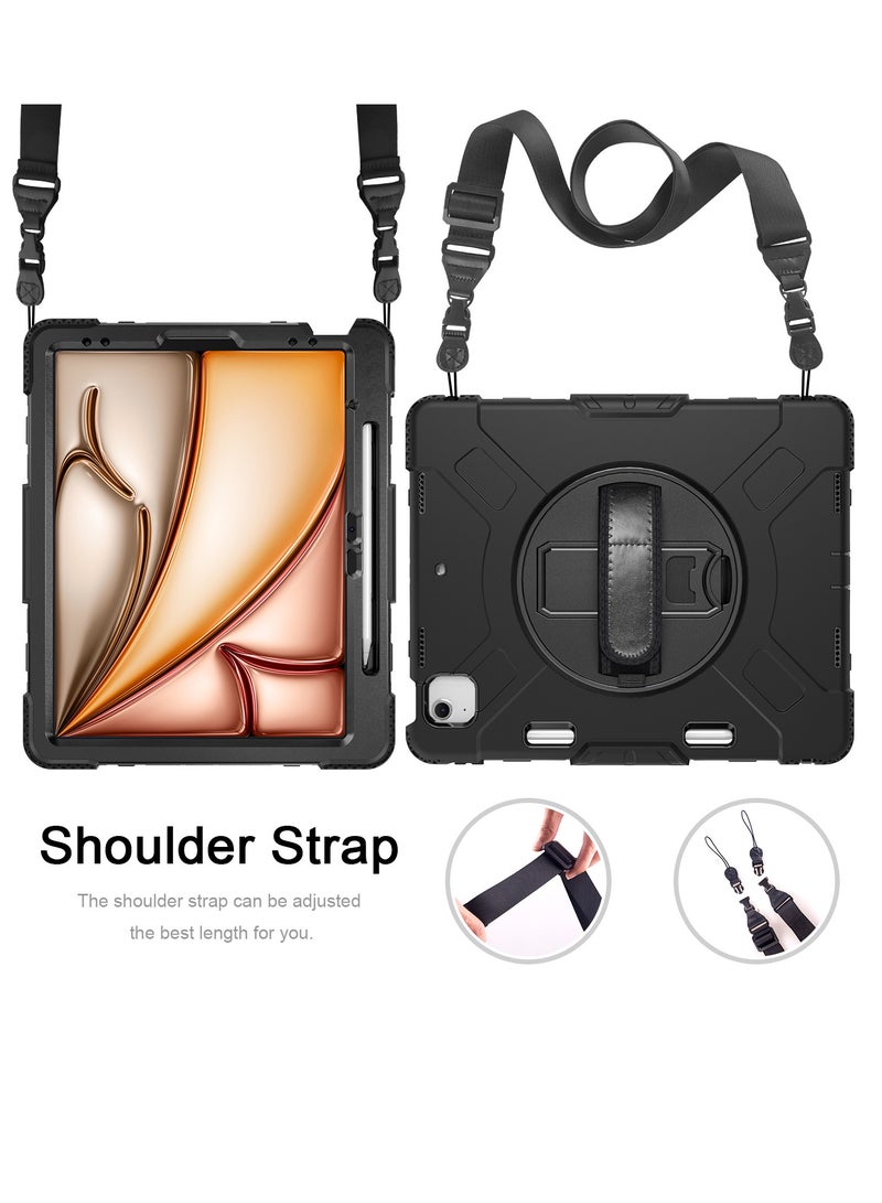 For iPad 10th generation 10.9 2022 pen slot shockproof protective case with 360 degree rotatable bracket hand strap - Image 3