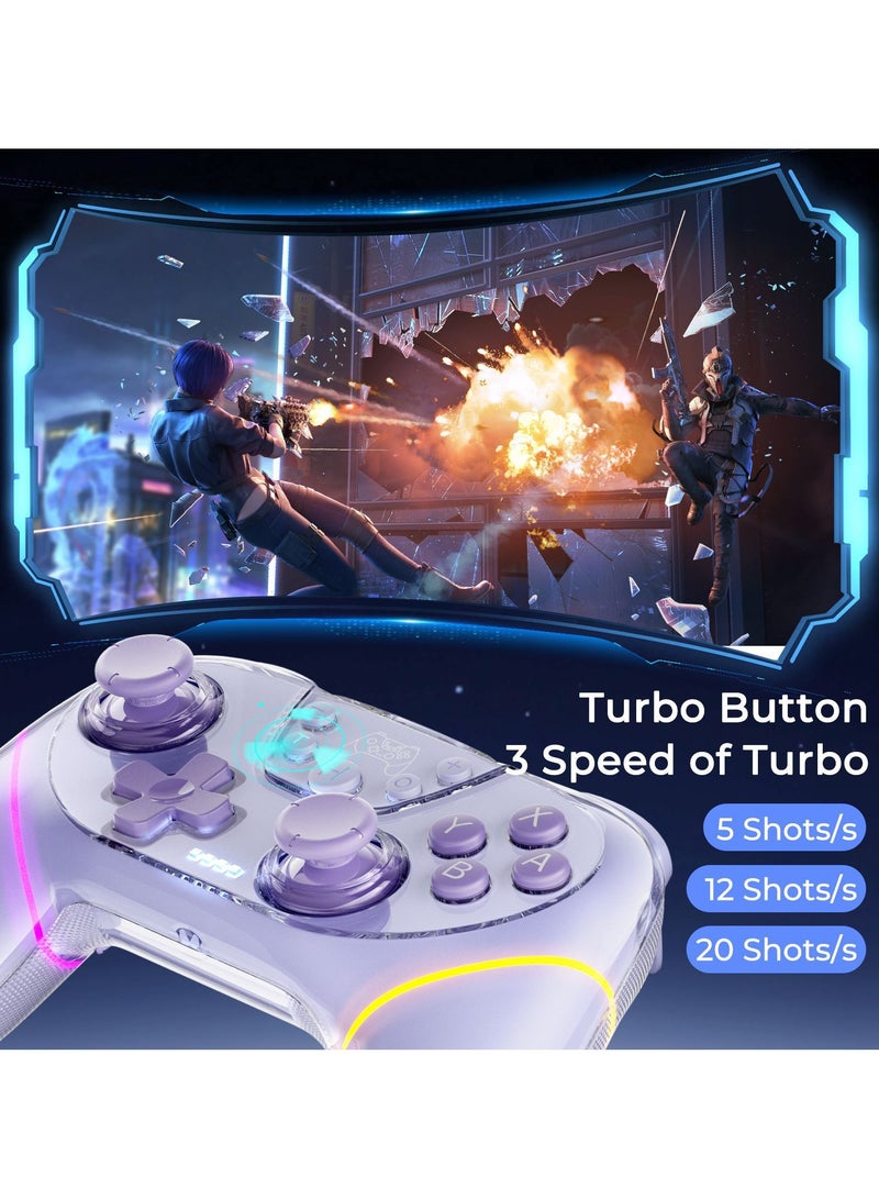 Wireless Game Controller for Switch u0026 PC, Bluetooth Universal Gamepad, Dual-Side Shell, Dual Hall Joysticks, RGB Lighting, Multi-Platform Compatible - Image 4