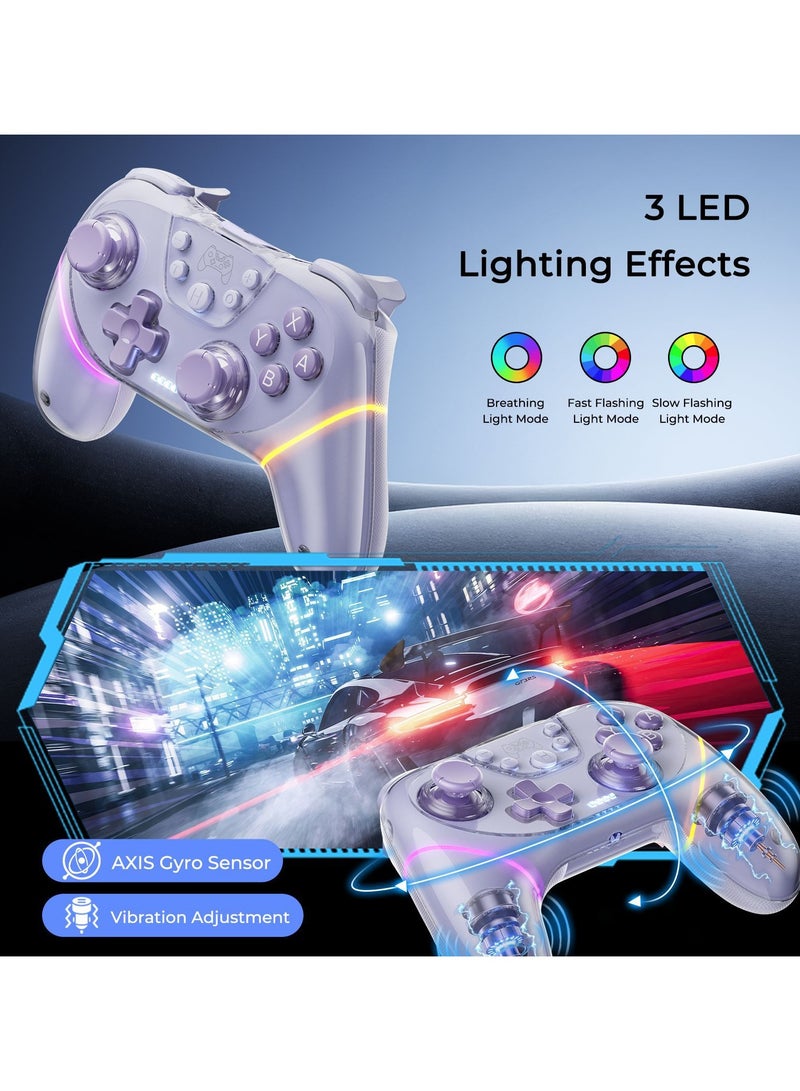 Wireless Game Controller for Switch u0026 PC, Bluetooth Universal Gamepad, Dual-Side Shell, Dual Hall Joysticks, RGB Lighting, Multi-Platform Compatible - Image 2