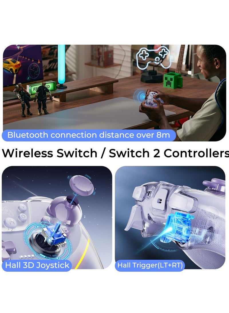 Wireless Game Controller for Switch u0026 PC, Bluetooth Universal Gamepad, Dual-Side Shell, Dual Hall Joysticks, RGB Lighting, Multi-Platform Compatible - Image 3