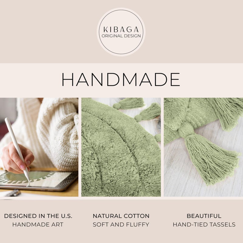 KIBAGA Beautiful Boho Rug with Tassels for Your Bathroom - Soft Half Circle 100% Cotton Mat Fits Perfectly Into Your Home - A Cute, Non-Slip and Absorbent Crochet Rug Ideal to Enhance Any Bath/Bedroom Decor - Image 3