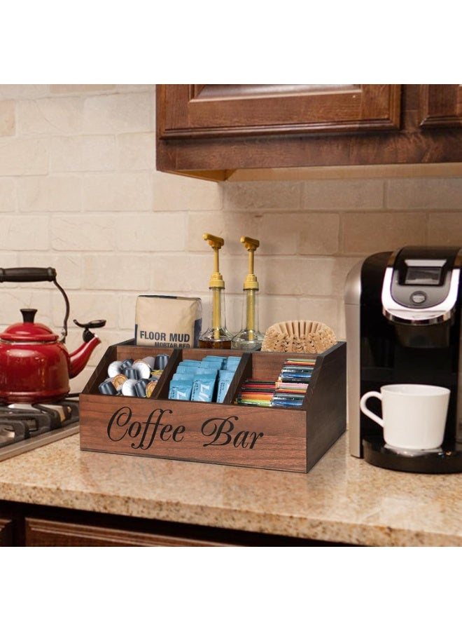 LOOPITYS Coffee Station Organizer,made of solid wood Coffee bar Storage Beautiful and with multiple compartments for storage, tilted angle for easy retrieval,- for Pods Condiment Syrup Tea Cups Stirrers - for Farmhouse Coffee Bar Decor - Image 3